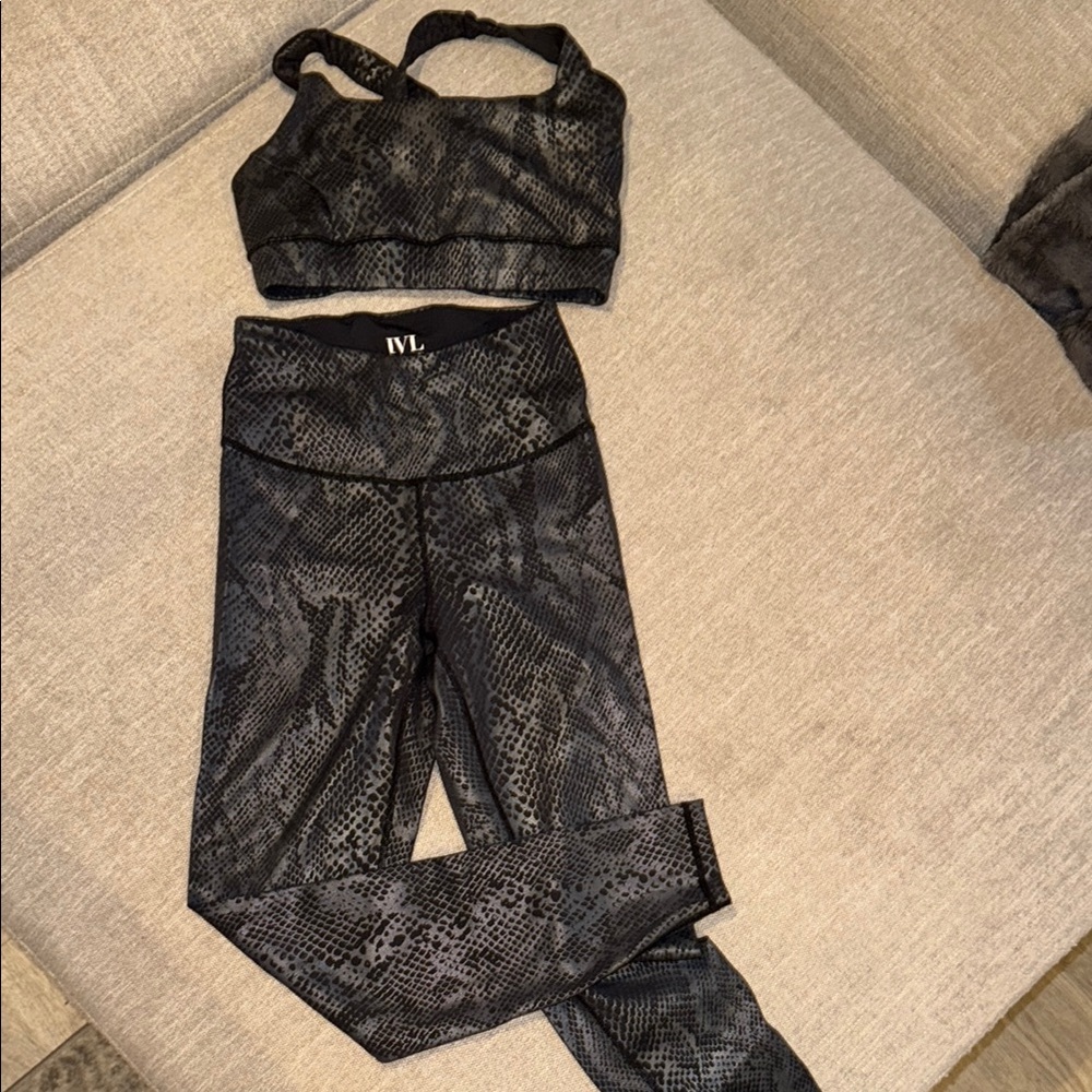 IVL Black Snake Print Activewear Set